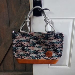 Camo chic farmhouse is my style tote with leather accents. NWOT